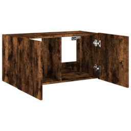 Berkfield Tv Wall Cabinet With Led Lights Smoked Oak 80X35X41 Cm - thumbnail 8