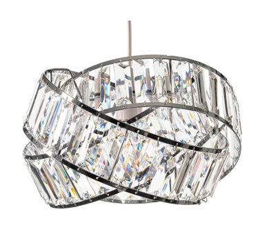 Giggi Modern Interwoven Rings Pendant Chrome Light Shade With Clear Acrylic Crystals 19Cm X 29Cm - image 1