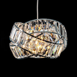 Giggi Modern Interwoven Rings Pendant Chrome Light Shade With Clear Acrylic Crystals 19Cm X 29Cm - thumbnail 2