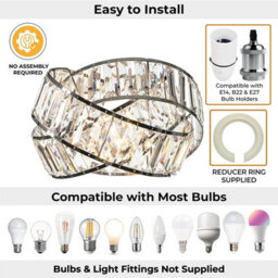 Giggi Modern Interwoven Rings Pendant Chrome Light Shade With Clear Acrylic Crystals 19Cm X 29Cm - thumbnail 3