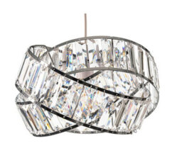 Giggi Modern Interwoven Rings Pendant Chrome Light Shade With Clear Acrylic Crystals 19Cm X 29Cm - thumbnail 1