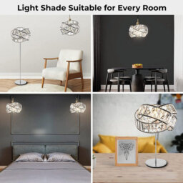 Giggi Modern Interwoven Rings Pendant Chrome Light Shade With Clear Acrylic Crystals 19Cm X 29Cm - thumbnail 6