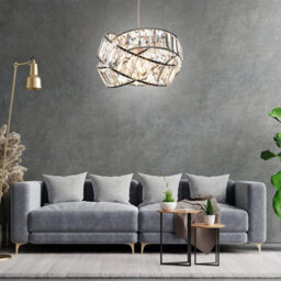Giggi Modern Interwoven Rings Pendant Chrome Light Shade With Clear Acrylic Crystals 19Cm X 29Cm - thumbnail 8