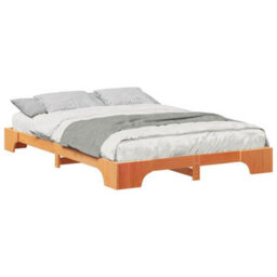 Berkfield Stylish Floor Bed Frame With Storage Brown Wood - thumbnail 3