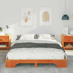 Berkfield Stylish Floor Bed Frame With Storage Brown Wood - thumbnail 4