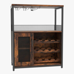 Wine Bar Rack Cabinet With Wine Rack Storage Glass Holder Sideboard - thumbnail 3