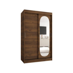Arte Royal 120Cm Oak Walnut Sliding Wardrobe With Shaped Mirror Panel - thumbnail 2