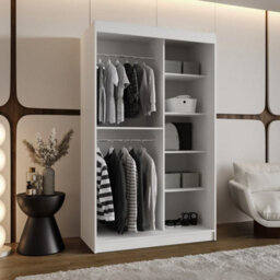 Arte Royal 120Cm Oak Walnut Sliding Wardrobe With Shaped Mirror Panel - thumbnail 3