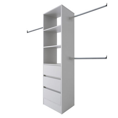 Spacepro Modular Dove Grey 3 Drawer Tower Unit (H)2100mm (W)600mm (D)500mm - image 1