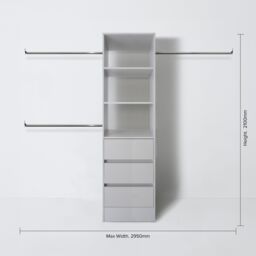 Spacepro Modular Dove Grey 3 Drawer Tower Unit (H)2100mm (W)600mm (D)500mm - thumbnail 9