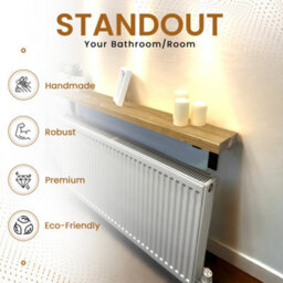 Radiator Shelf Wall Mounted Solid Wood, Narrow Radiator Cover 15Cm Deep Rustic Handmade In Uk (Rustic Pine, 120Cm) By Mkgt - thumbnail 5