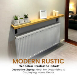 Radiator Shelf Wall Mounted Solid Wood, Narrow Radiator Cover 15Cm Deep Rustic Handmade In Uk (Rustic Pine, 120Cm) By Mkgt - thumbnail 7