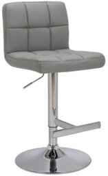 Lamboro Allegro Real Leather Single Kitchen Bar Stool, Chrome Footrest, Adjustable Swivel Gas Lift, Breakfast Bar & Home Barstool, Grey