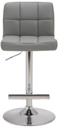 Lamboro Allegro Real Leather Single Kitchen Bar Stool, Chrome Footrest, Adjustable Swivel Gas Lift, Breakfast Bar & Home Barstool, Grey - thumbnail 3