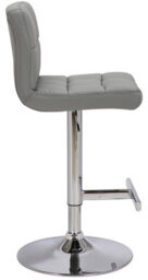 Lamboro Allegro Real Leather Single Kitchen Bar Stool, Chrome Footrest, Adjustable Swivel Gas Lift, Breakfast Bar & Home Barstool, Grey - thumbnail 2
