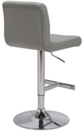 Lamboro Allegro Real Leather Single Kitchen Bar Stool, Chrome Footrest, Adjustable Swivel Gas Lift, Breakfast Bar & Home Barstool, Grey - thumbnail 4