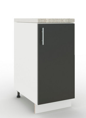 Jd Greta Adjustable Legs Kitchen Base Unit 400mm Storage Cabinet With Door Shelf 40Cm - Dark Grey Matt With Worktop - image 1