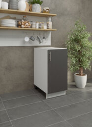 Jd Greta Adjustable Legs Kitchen Base Unit 400mm Storage Cabinet With Door Shelf 40Cm - Dark Grey Matt With Worktop - thumbnail 2