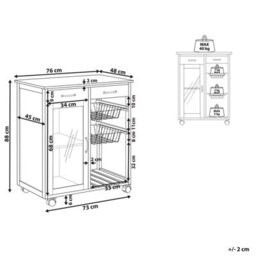 Beliani  Kitchen Trolley Boves Black - thumbnail 3