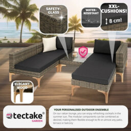 Tectake Garden Furniture Set Konstanza - Modular Outdoor Sofa, Footstool, Coffee Table - Nature - thumbnail 7