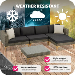 Tectake Garden Furniture Set Konstanza - Modular Outdoor Sofa, Footstool, Coffee Table - Nature - thumbnail 8