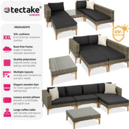 Tectake Garden Furniture Set Konstanza - Modular Outdoor Sofa, Footstool, Coffee Table - Nature - thumbnail 2