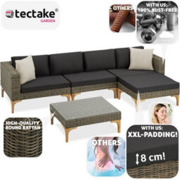 Tectake Garden Furniture Set Konstanza - Modular Outdoor Sofa, Footstool, Coffee Table - Nature - thumbnail 3