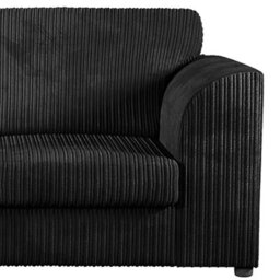 Furnishings For Less UK Luxor Black Jumbo Cord 4 Seater Corner Sofa Left Hand Facing - Full Back - thumbnail 3