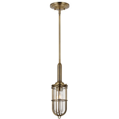 Luminosa Lighting Elstead Feiss Urban Restoration 1 Light Pendant Dark Antique Brass Ip44 - image 1