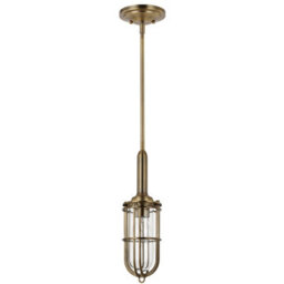 Luminosa Lighting Elstead Feiss Urban Restoration 1 Light Pendant Dark Antique Brass Ip44 - thumbnail 2