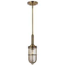 Luminosa Lighting Elstead Feiss Urban Restoration 1 Light Pendant Dark Antique Brass Ip44 - thumbnail 1