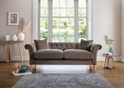 Furniturebox Olivia Grey 3-Seater Modern Chesterfield Sofa Hand Made In Anti-Crease Velvet - thumbnail 2