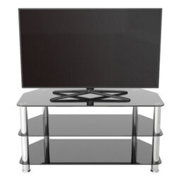 "Avf Classic 1M Glass Corner Tv Stand For Tvs Up To 50"" - Black & Chrome" - thumbnail 5