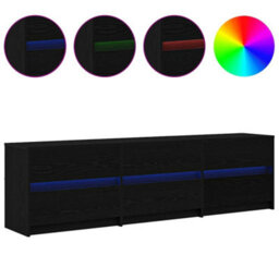Berkfield Tv Cabinet With Drawer Black 182 X 34 X 50 Cm Engineered Wood - thumbnail 4