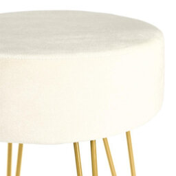 Harbour Housewares Velvet Footstool - Round Modern Dressing Table Footstool Vanity Seat Chairs - 40 X 35Cm - Cream/gold - thumbnail 4