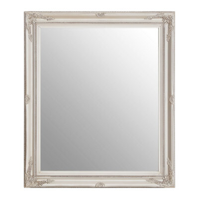 Orsina Classic Silver Finish Mirror,antique Wall Mirror With Floral Reliefs,regency-Inspired Mounted Mirror - image 1