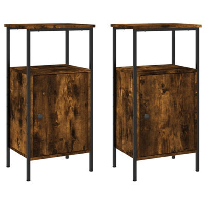 Berkfield Industrial Bedside Cabinets 2 Pcs Smoked Oak 41X31X80 Cm Engineered Wood - image 1