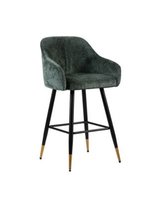 MiHOMEUK Zurich Velvet Bar Stool Contemporary Velvet Counter Stool With Metal Legs & Padded Back Green W52.5 X D51.5 X H96 Cm - image 1