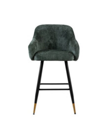 MiHOMEUK Zurich Velvet Bar Stool Contemporary Velvet Counter Stool With Metal Legs & Padded Back Green W52.5 X D51.5 X H96 Cm - thumbnail 2