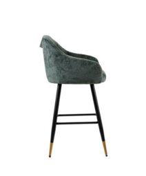 MiHOMEUK Zurich Velvet Bar Stool Contemporary Velvet Counter Stool With Metal Legs & Padded Back Green W52.5 X D51.5 X H96 Cm - thumbnail 3