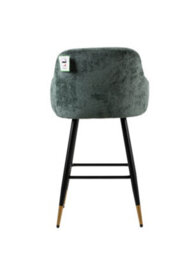 MiHOMEUK Zurich Velvet Bar Stool Contemporary Velvet Counter Stool With Metal Legs & Padded Back Green W52.5 X D51.5 X H96 Cm - thumbnail 4