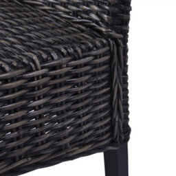 Berkfield Comfortable Dining Chairs 2 Pcs Black Kubu Rattan And Mango Wood - thumbnail 6