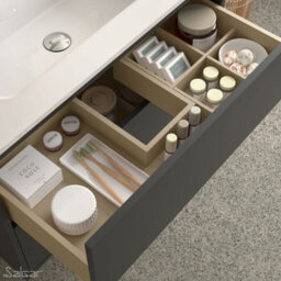 Salgar Optimus Noir 800 Wall Hung Vanity Unit + Basin - Matt Black - thumbnail 2