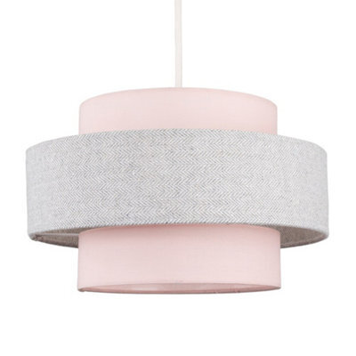 Valuelights Weaver Pink/grey Herringbone Ceiling Lamp Shade - image 1