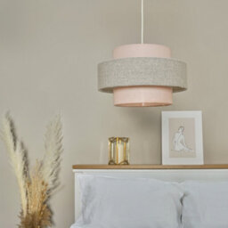 Valuelights Weaver Pink/grey Herringbone Ceiling Lamp Shade - thumbnail 8