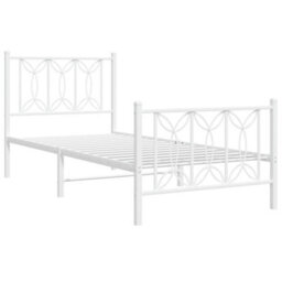 Berkfield Metal Bed Frame Without Mattress With Footboard White 90X190Cm - thumbnail 3