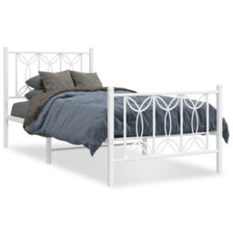 Berkfield Metal Bed Frame Without Mattress With Footboard White 90X190Cm - thumbnail 2