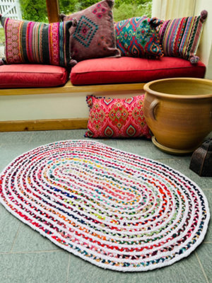 Second Nature Online Carnival Oval Bedroom Rug Ethical Source With Recycled Fabric / 75 Cm X 120 Cm - image 1