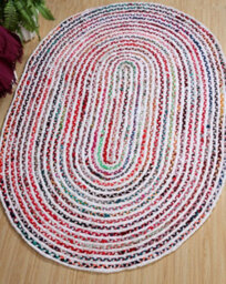 Second Nature Online Carnival Oval Bedroom Rug Ethical Source With Recycled Fabric / 75 Cm X 120 Cm - thumbnail 2
