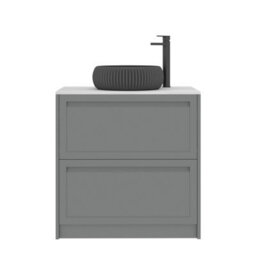 Royal Bathrooms Royal Bathroom Elmore 800mm Matt Pebble Grey Freestanding Countertop Bathroom Vanity Unit 2 Drawer With Milan Black Basin - thumbnail 7